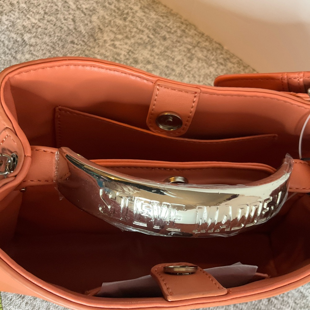 Steve Madden Apricot Crossbody Bag with Adjustable Strap Top Handle orange - Picture 6 of 10